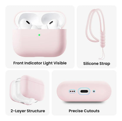 Estuche Funda Para AirPods Pro 3, Silicona Híbrida, Rosa Chicle