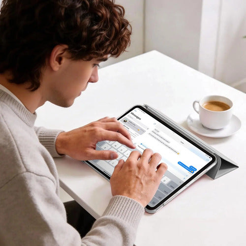 Funda iPad Pro Trasera Translúcida Con Soporte Tríptico Gris
