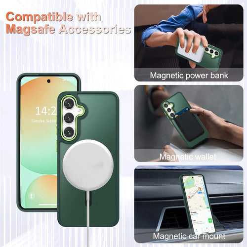 Funda Magnética Mate Para Samsung Galaxy S25+ Plus Verde Oscuro