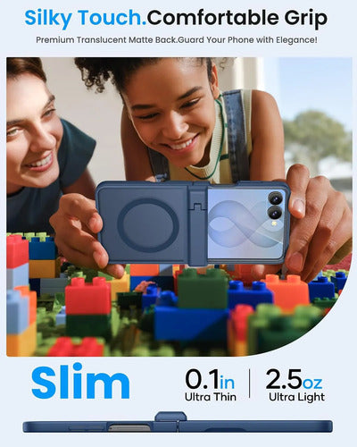 Funda Con Soporte Para Samsung Galaxy Z Flip 8 Azul Translúcido