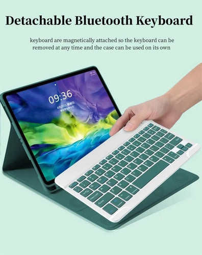 Funda Con Teclado Para Galaxy Tab A11 Y A9 De 8.7 Pulgadas Rosa
