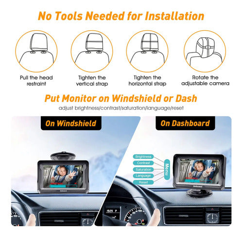 Cámara Hd 1080p Para Vigilancia Infantil En Auto Negro