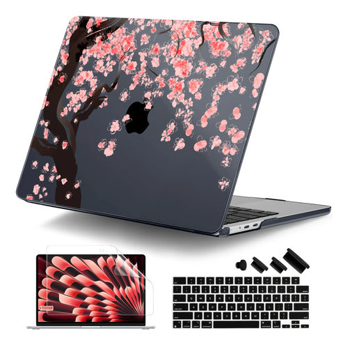 Funda Dura Dongke Para Macbook Air - Flor De Cerezo Rosa Chicle