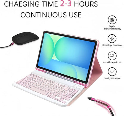 Funda Con Teclado Para Samsung Galaxy Tab S10 Lite & S10 Rosa