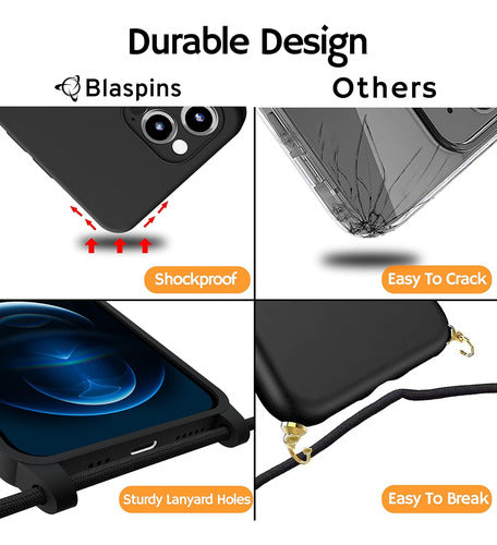 Funda Blaspins Para iPhone Con Correa Ajustable Negro