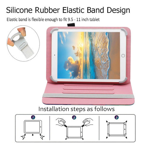 Funda Giratoria Universal Para Tablet 9.5-10.5 Pulgadas Arena Colorida