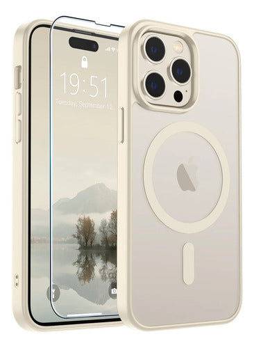 Funda Magnética Supfine Para iPhone 14 Pro Beige Lisa