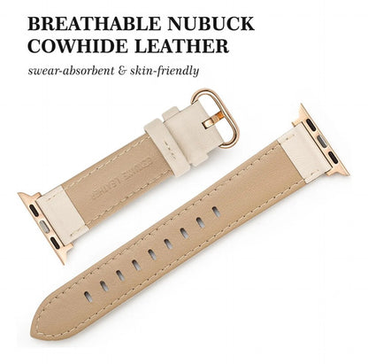 Correa De Cuero Elegante Para Apple Watch Beige 3.8 Cm