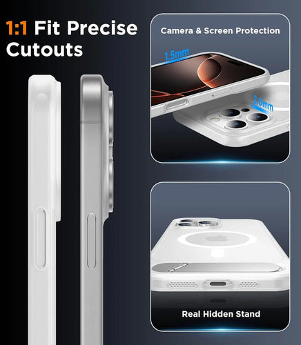 Funda Magnética Temdan Para iPhone 16 Pro Max Con Soporte Blanco