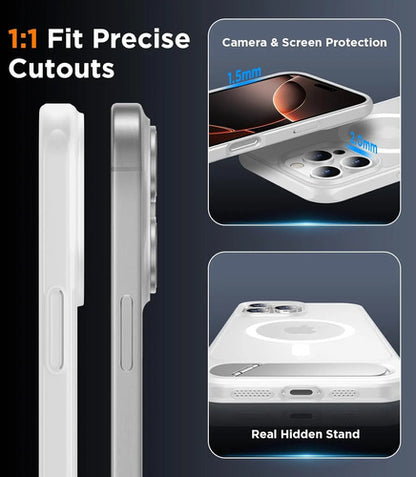Funda Magnética Temdan Para iPhone 16 Pro Max Con Soporte Blanco