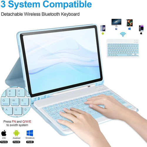 Funda Con Teclado Para Samsung Galaxy Tab A11+/a9+ 11' Azul