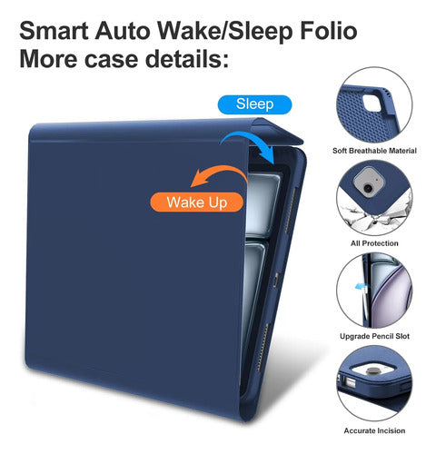 Funda Teclado Sengbirch iPad Air 13 M3/m2, Inalámbrico, R... Azul Marino