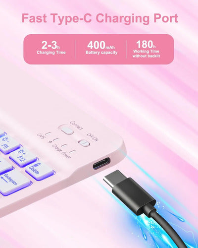 Funda Con Teclado Para iPad Air Rosa