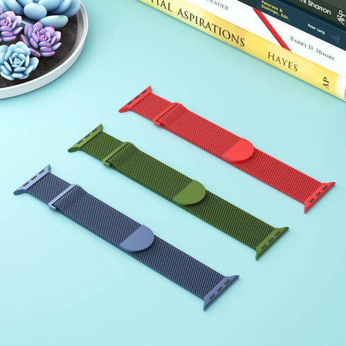 Pack 3 Correas Metálicas Malla Para Apple Watch 38-49mm Verde Oscuro 3.8 Cm