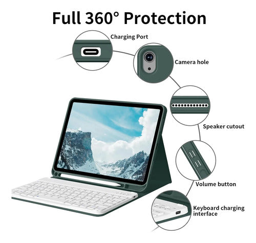 Funda Con Teclado iPad De 10a/11a Gen. 11/10.9 PuLG, A16 Verde Oscuro