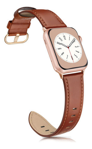 Correa De Cuero Elegante Para Apple Watch Marrón 3.8 Cm