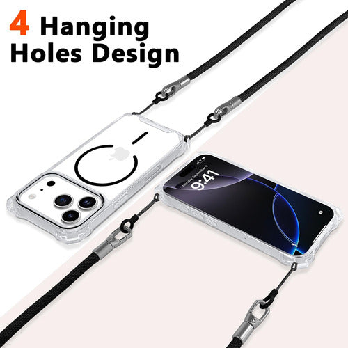 Funda Para iPhone 17 Pro Con Correa Ajustable Negro