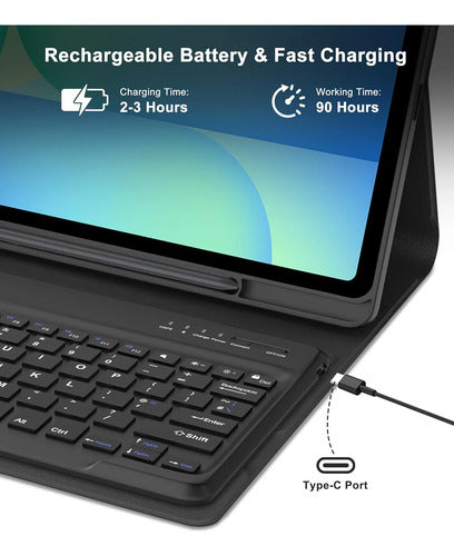 Funda Con Teclado Para Samsung Galaxy Tab S10 Fe+ Plus Negro