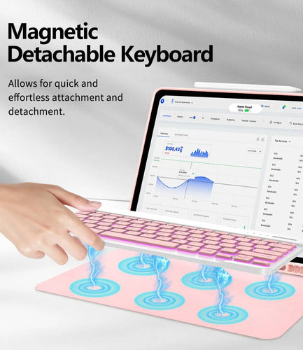 Funda Con Teclado Para iPad Air Y iPad Pro Rosa