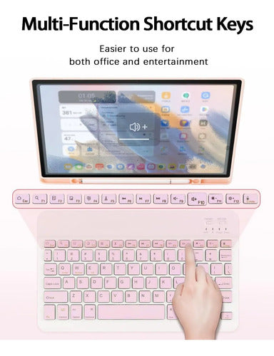 Funda Con Teclado Para Samsung Galaxy Tab S10 Lite & S10 Rosa