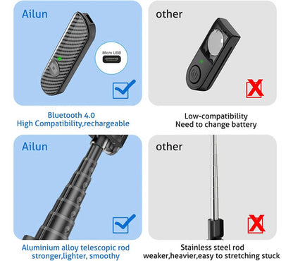 Ailun Selfie Stick TriPod 3 En 1 Con Bluetooth Negro