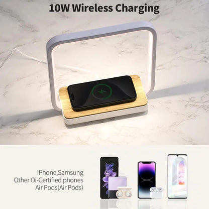 Lámpara De Mesa Con Cargador Inalámbrico Blanco