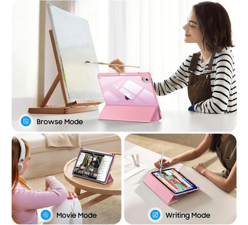 Funda Híbrida Delgada Para iPad Rosa Claro
