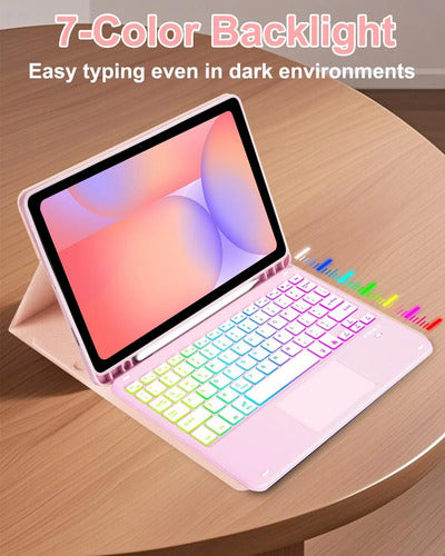 Funda Con Teclado Para Samsung Galaxy Tab S10 Lite/s10 Fe/s9 Rosa
