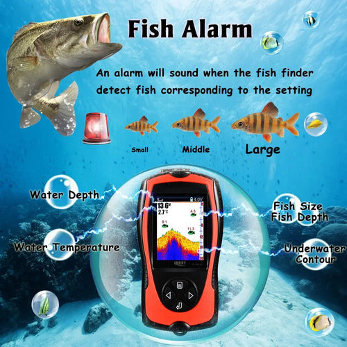 Localizador De Peces Recargable Y Portátil Con Pantalla Lcd