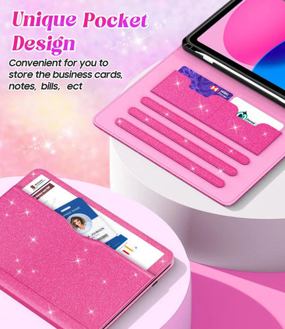 Funda Con Glitter Para iPad A16 Rosa