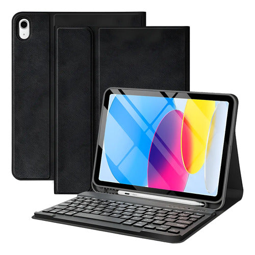Funda Con Teclado Para iPad A16 10ma Y 11va Gen Negro
