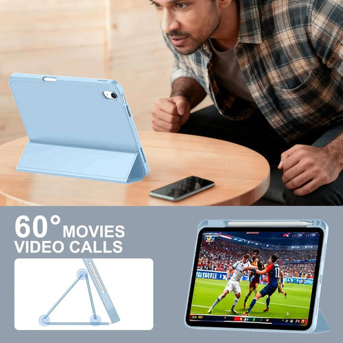 Funda Para iPad A16 / 11 Generacion Con Soporte Para Lápiz Azul Claro