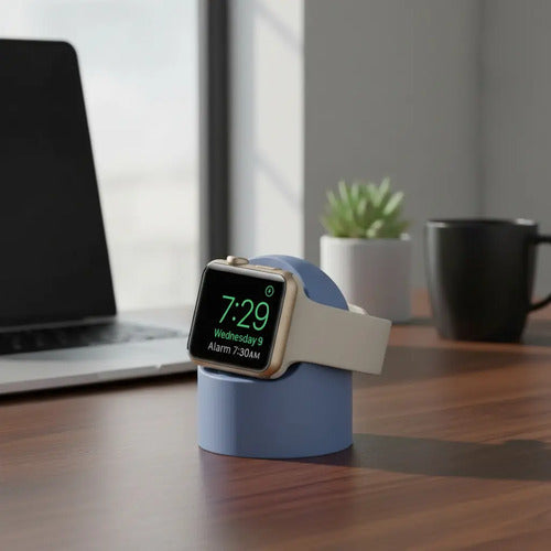 Soporte De Carga De Silicona Para Apple Watch Azul Acero