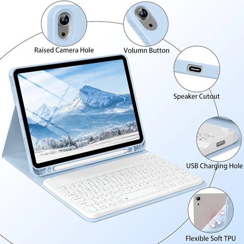 Funda Con Teclado Para iPad Air Gen 11 Azul