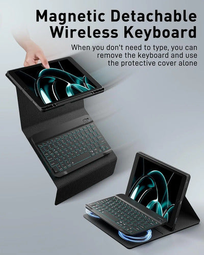 Funda Con Teclado Para iPad 9th/8th/7th Gen, Air 3rd Gen Negro