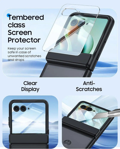 Funda Motorola Razr Ultra 2025, Protector Pantalla Negro