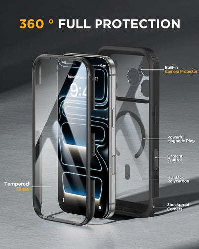 Funda Miracase Para iPhone 17 Pro Max 6.9  Con Protector Negro