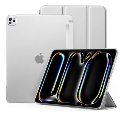 Funda iPad Pro Trasera Translúcida Con Soporte Tríptico Gris