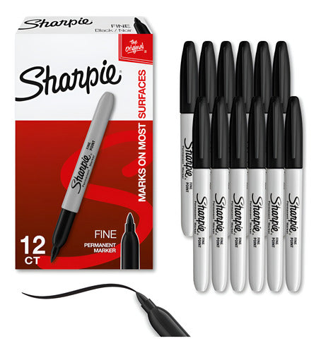 12 Rotuladores Sharpie De Punta Fina Color Negro