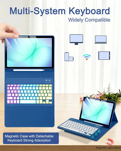 Funda Con Teclado Para Samsung Galaxy Tab A11+/a9+ 11' Azul Marino