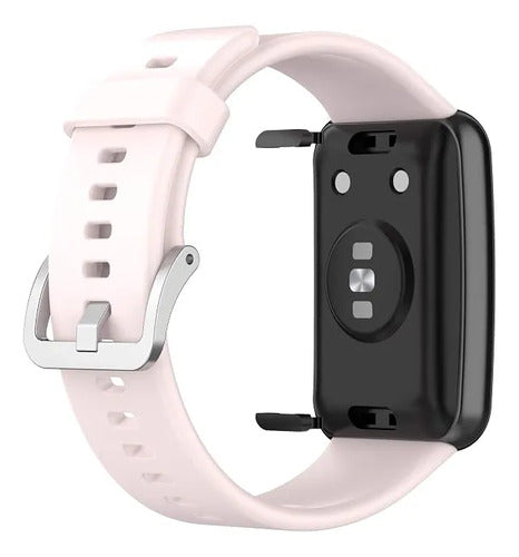Correa Inf Compatible Con Huawei Watch Fit Silicona Azul Rosa Claro