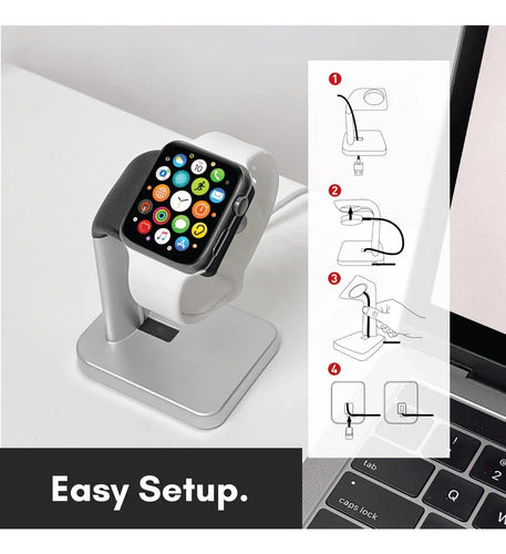Soporte Cargado Para Apple Watch Series Ultra/9/8/7/6/5/4... Plata