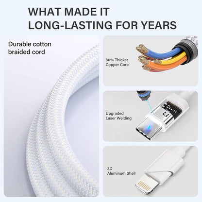 Cable De Carga 3 En 2 Usb C Para Apple Watch Y iPhone 4ft