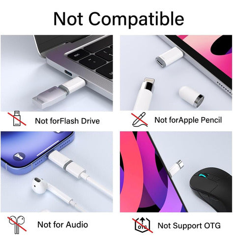 Adaptadores Lightning A Usb C Para iPhone Y Samsung Blanco