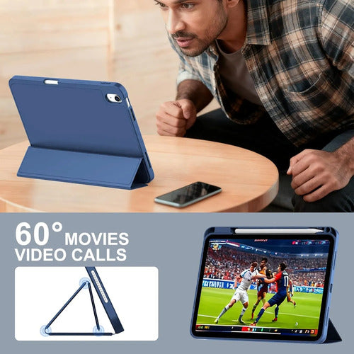 Funda Para iPad A16 / 11 Generacion Con Soporte Para Lápiz Azul Oscuro