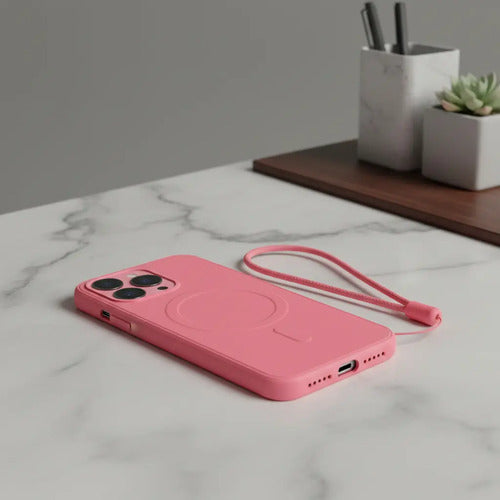 Funda De Silicona Para iPhone 17 Pro Con Correa Lila