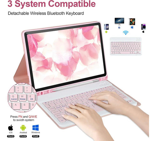 Funda Con Teclado Para Samsung Galaxy Tab A11+/a9+ 11' Rosa