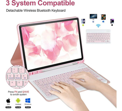 Funda Con Teclado Para Samsung Galaxy Tab A11+/a9+ 11' Rosa