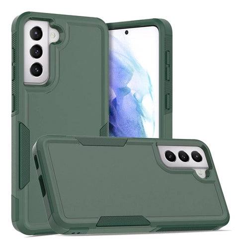 Funda Protectora Samsung Galaxy S21 5g Doble Capa Antigolpes Verde Oscuro Liso