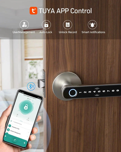 Cerradura Inteligente Tmezon T8 Con Huella Digital Y Llave Negro